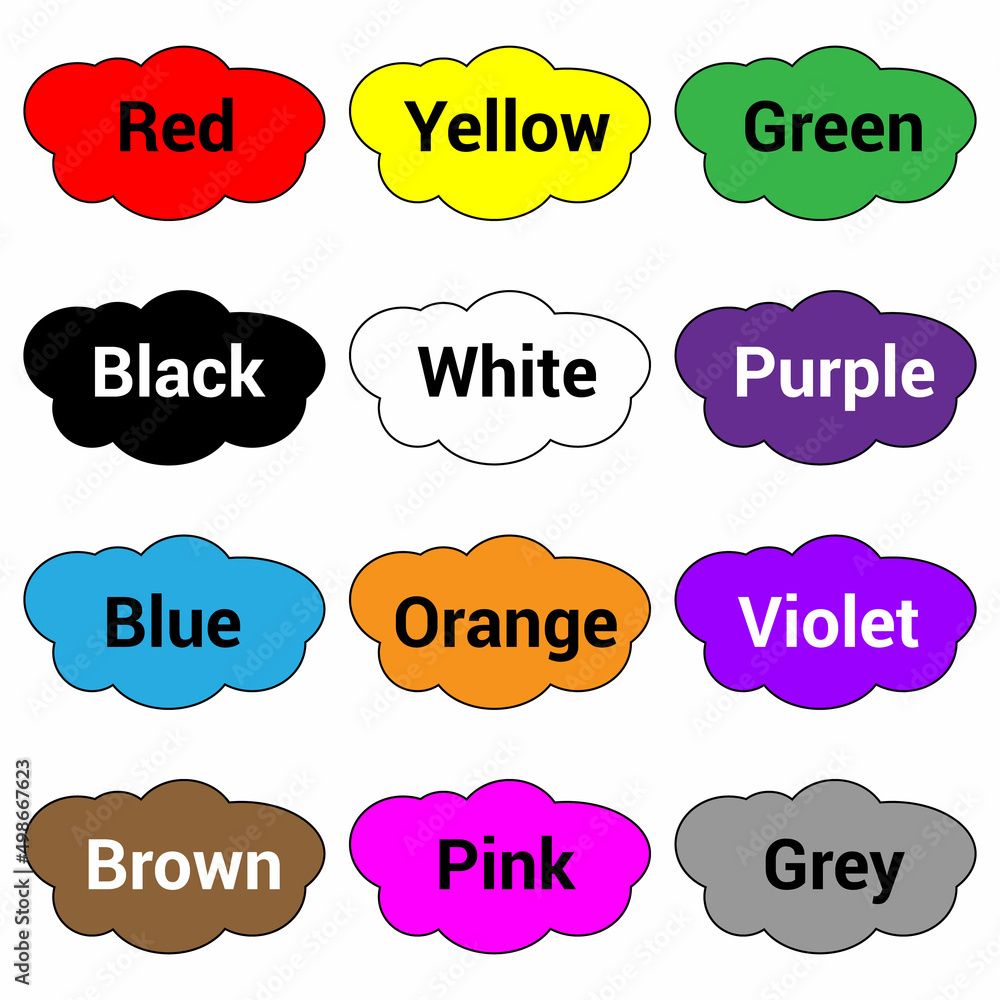color name list English for kids preschool Stock Vector