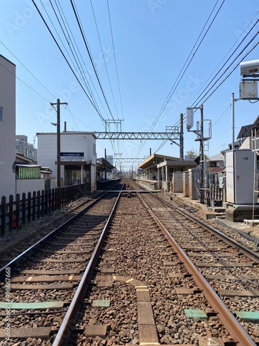 train tracks of Chiba prefecture, Japan spring 2022, "Keisei Nakayama” station