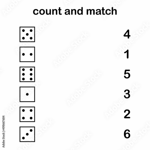 count and match the number. learning numbers worksheet