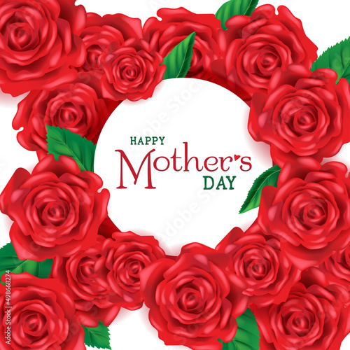 frame of rose template with text happy mother s day use for banner invitation vector illustration