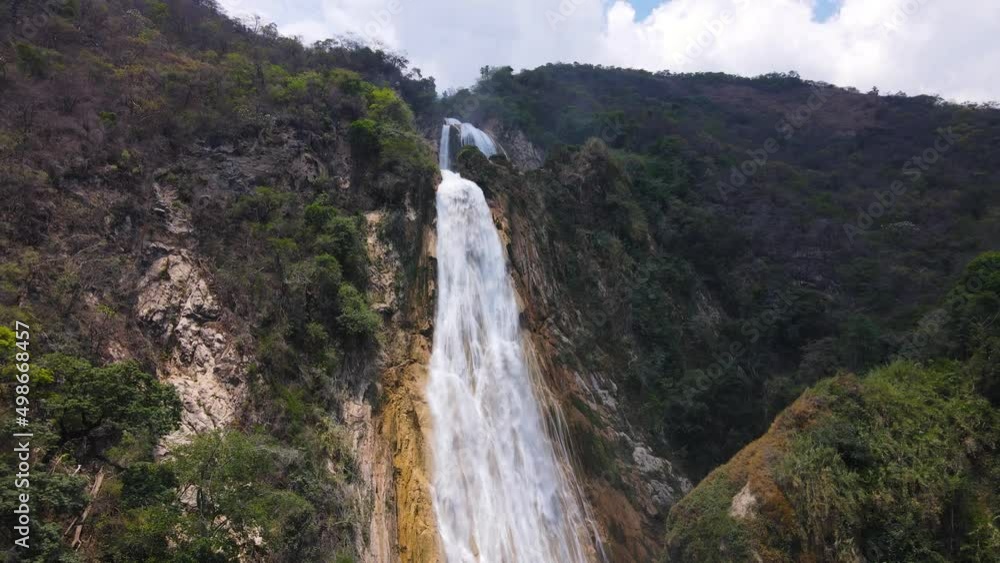 El Chiflon waterfall cascading over canyon in Chiapas Mexico, 4K aerial reveal El Chiflon waterfall cascading over canyon in Chiapas Mexico, 4K aerial reveal