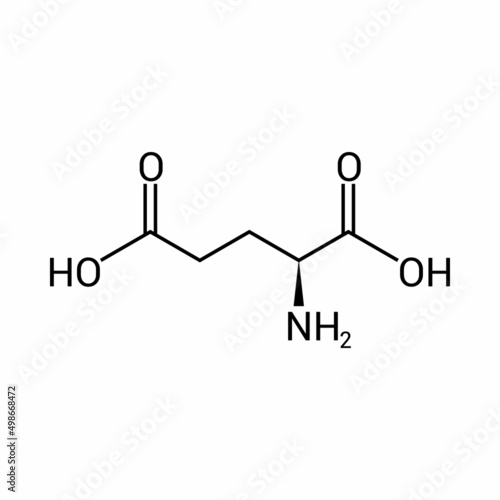 chemical structure of Glutamic acid (C5H9NO4)