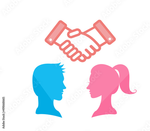 Male and female couple silhouette.