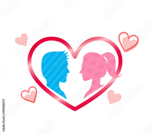 Male and female couple silhouette.