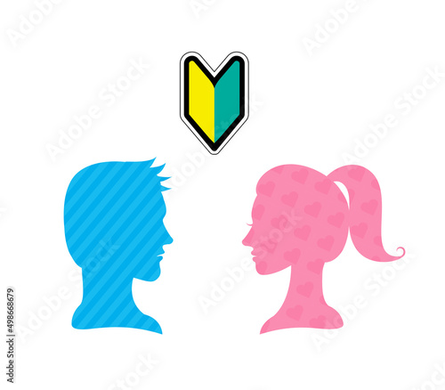 Male and female couple silhouette.