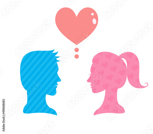 Male and female couple silhouette.