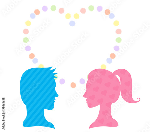 Male and female couple silhouette.