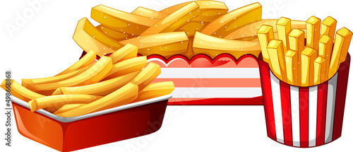 Fast food meal set on white background