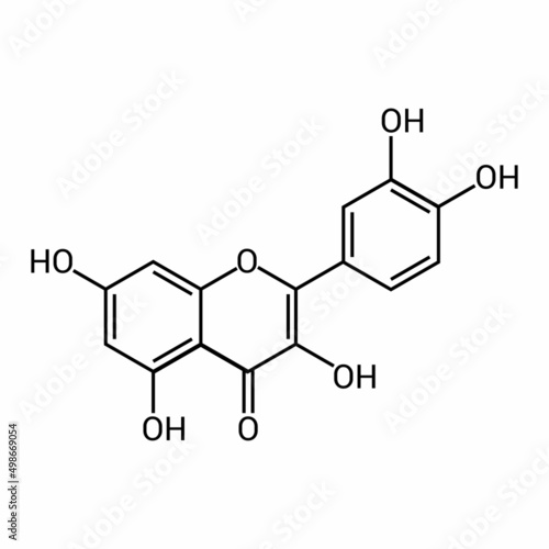 chemical structure of Quercetin (C15H10O7) photo