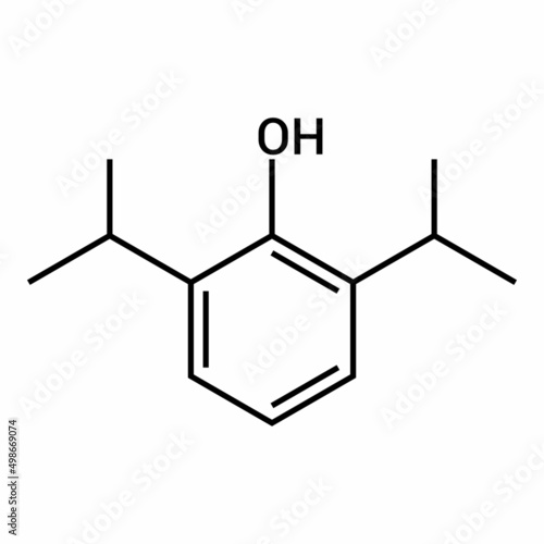chemical structure of Propofol (C12H18O)