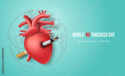 World No Tobacco day, banner design, stop smoking to save your lungs, heart, and organs for a better life.