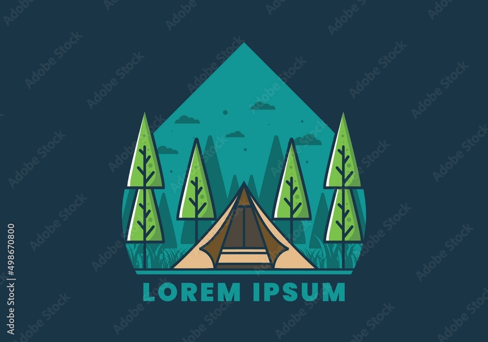 Triangle tent camping flat illustration Triangle tent camping flat illustration