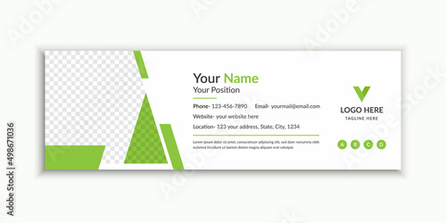 Green creative email signature and email footer template layout