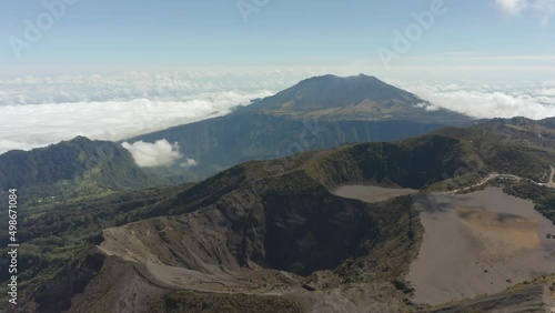 Irazu volcano crater in mountain range seen from above photo