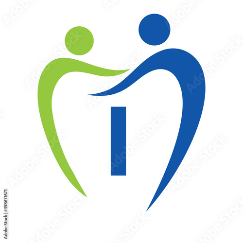 Dentistry Clinic Logo On Letter I Concept. Family Dental Care Symbol. Dental Dentist Logo Sign