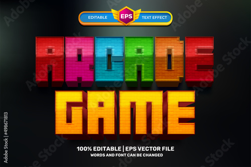 arcade pixel game hero 3d editable text effect