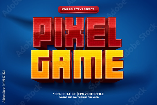 super pixel game hero 3d editable text effect