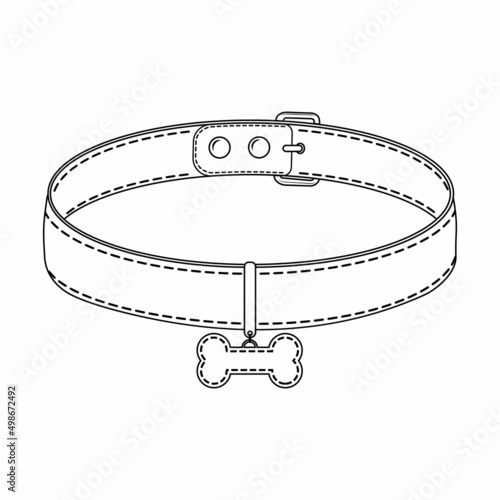 A collar for cats and dogs with a pendant. Vector isolated doodle-style illustration, black line