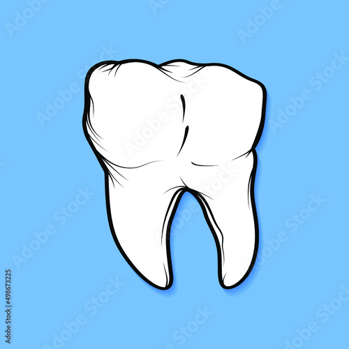 White healthy tooth on a blue background,vector illustration