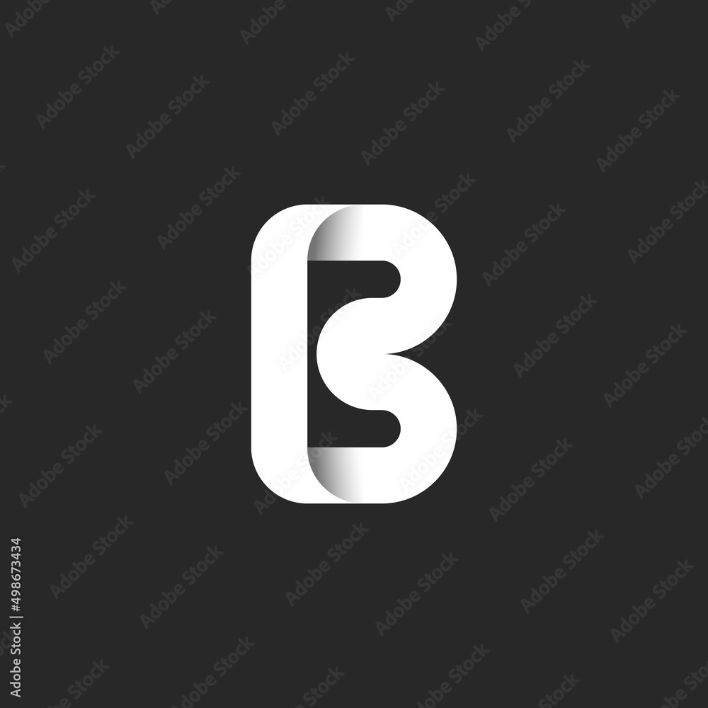 Monogram logo B bold letters, 3d effect with shadows white endless line identity symbol, creative black and white typographic minimal design. Monogram logo B bold letters, 3d effect with shadows white endless line identity symbol, creative black and white typographic minimal design.