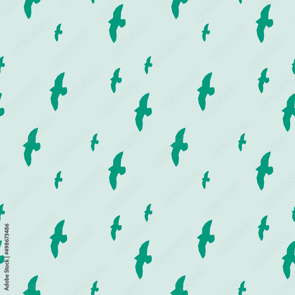 Fototapeta premium Abstract summer seamless pattern. Simple bird shape