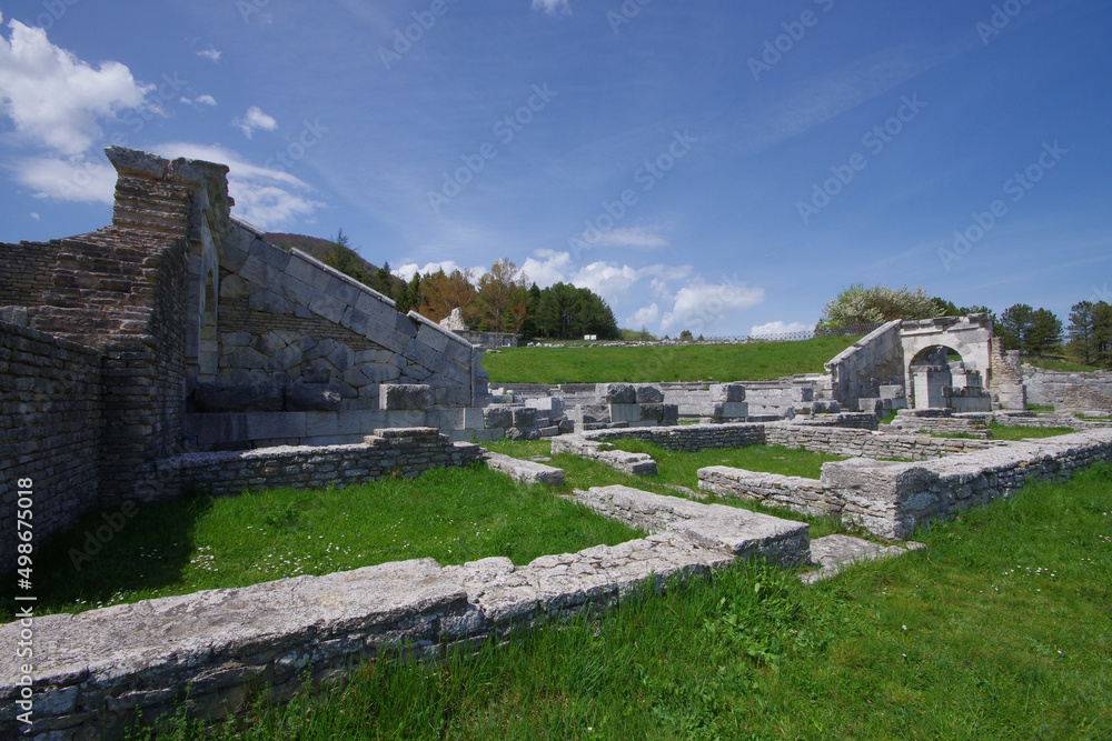 What remains of the Italian Sanctuary of Pietrabbondante, the most important place of worship in the Samnite state. Molise - Italy