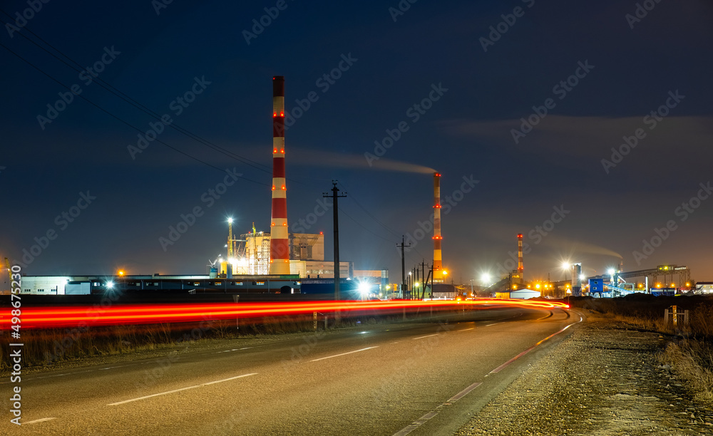View of the road to the thermal power plant