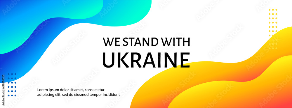 We stand with Ukraine. Vector abstract banner with ukrainian flag ...