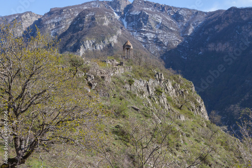 View of the historic observation deck Halidzor in the mountains near the Tatev Monastery. Armenia photo