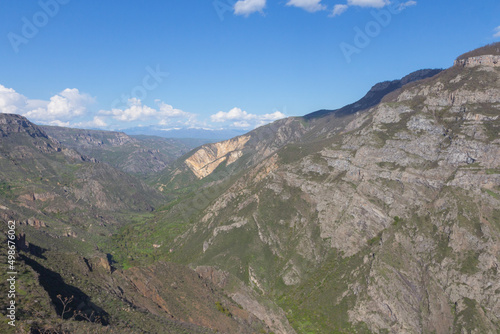 View of the mountains near the Tatev Monastery in the spring. Armenia