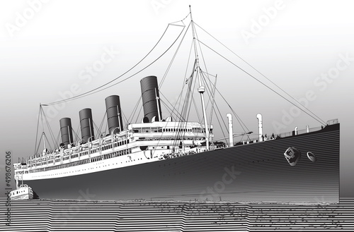 vector image of a vintage antique sea steamer