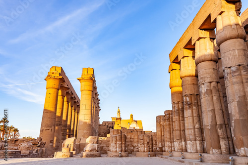 View of Grand colonnade in Luxor Temple complex, the entrance to the Temple of Amun of the Opet. photo