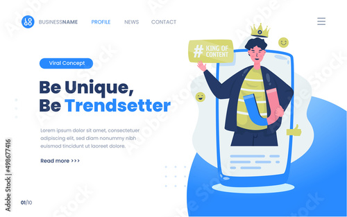 Flat design about trendsetter with viral content on social media concept