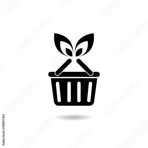 Shopping bag with recycle icon with shadow