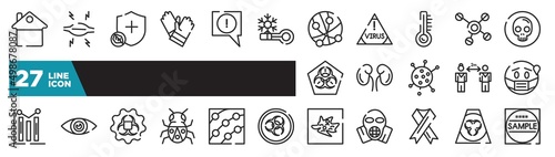 set of icons in outline style. thin line web icons such as stay at home, cold, temperature, kidney, eye, dermatitis, contaminated editable vector.