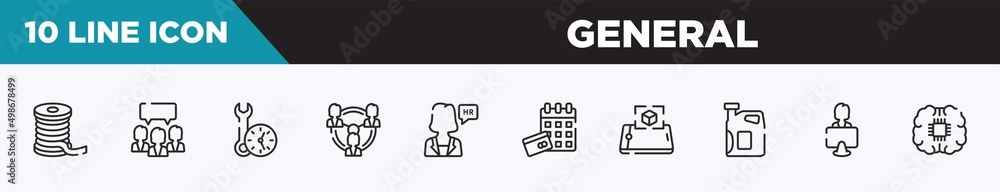 set of 10 outline general icons. editable thin line icons such as filament, group opinion, build time, business networking, hr manager, annual fee, ar presentation vector illustration. set of 10 outline general icons. editable thin line icons such as filament, group opinion, build time, business networking, hr manager, annual fee, ar presentation vector illustration.
