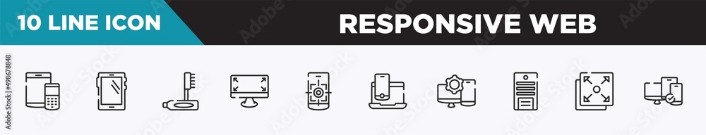 set of 10 outline responsive web icons. editable thin line icons such as tablet and cellphone, big tablet, teeth cleaning, expand corners, focus tool, laptop and smartphone, display tablet set of 10 outline responsive web icons. editable thin line icons such as tablet and cellphone, big tablet, teeth cleaning, expand corners, focus tool, laptop and smartphone, display tablet