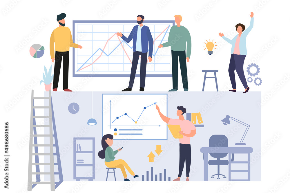 Cooperation businessman teamwork team.Business concept.Business Idea.Team Work.Vector Illustration