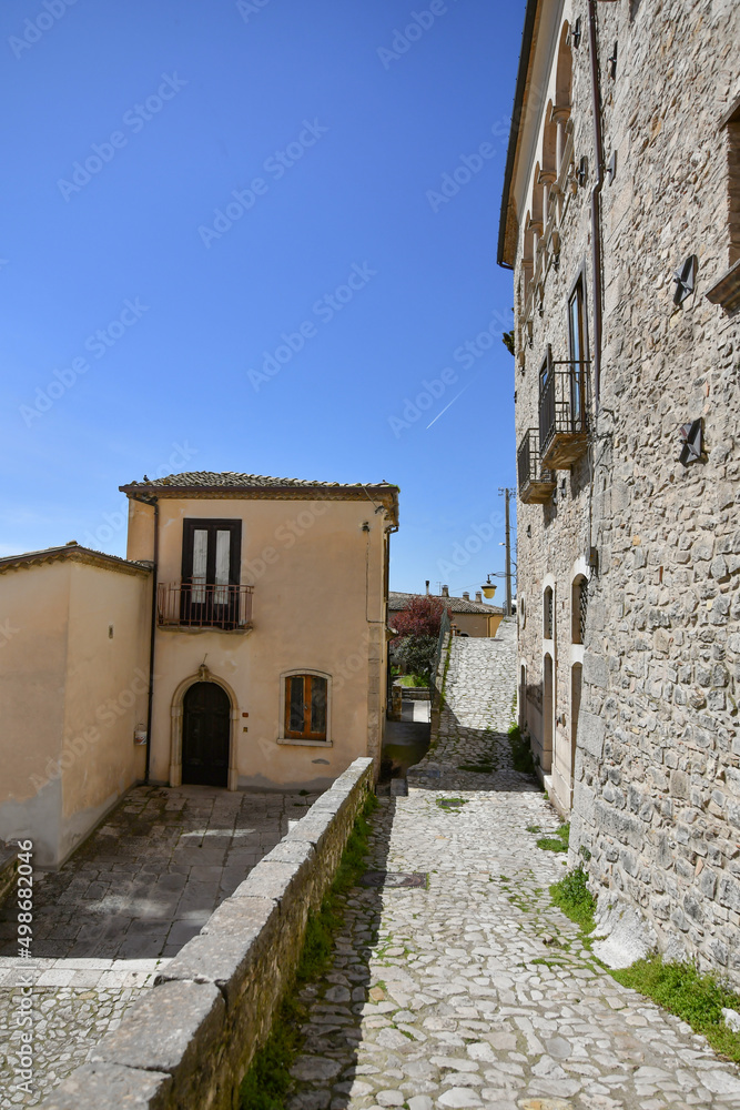 A narrow street in Gesualdo, a small village in the province of Avellino, Italy.