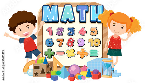 Counting number 0 to 9 and math symbols