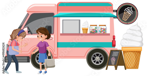 People talking by the icecream truck