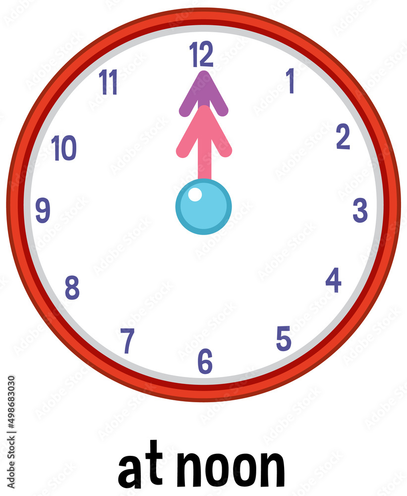 English prepositions of time with clock at noon English prepositions of time with clock at noon