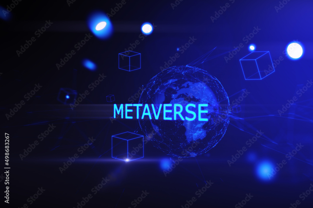 Creative glowing blue globe metaverse background. Augmented reality and future concept. 3D Rendering. Creative glowing blue globe metaverse background. Augmented reality and future concept. 3D Rendering.