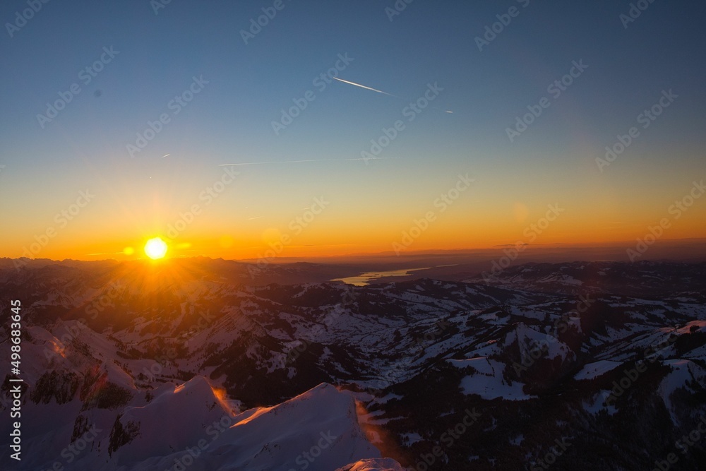 Säntis peak mountain Switzerland. spectacular view, sunset. winter snow covered mountains. clear Sunset Santis peak mountain Switzerland. spectacular view, sunset. Säntis peak mountain Switzerland. spectacular view, sunset. winter snow covered mountains. clear Sunset Santis peak mountain Switzerland. spectacular view, sunset.