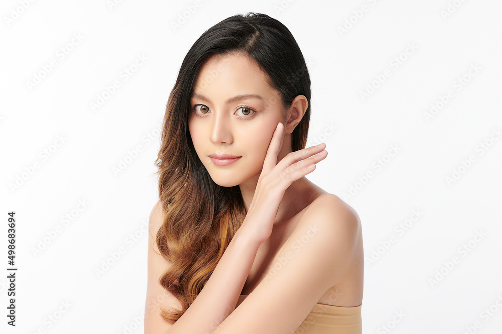 Beautiful young asian woman with clean fresh skin on white background, Face care, Facial treatment, Cosmetology, beauty and spa, Asian women portrait. Beautiful young asian woman with clean fresh skin on white background, Face care, Facial treatment, Cosmetology, beauty and spa, Asian women portrait.