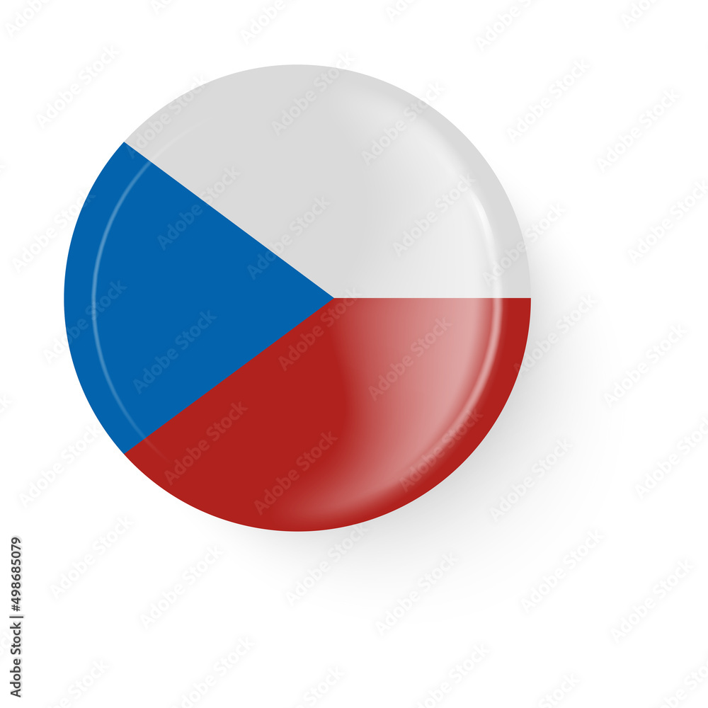 Round flag of the Czech Republic. Pin button. Pin brooch icon, sticker. Web  button. Stock Vector | Adobe Stock