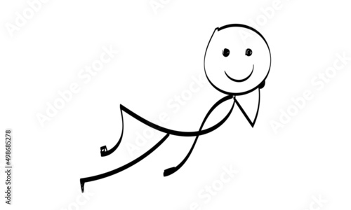 Vector Stickman Character illustration. Sketch stick figure isolated design for print
