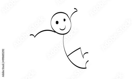 Vector Stickman Character illustration. Sketch stick figure isolated design for print