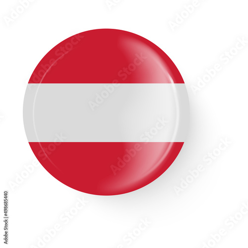 Round flag of Austria. Pin button. Pin brooch icon, sticker.