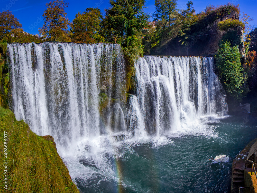 Famous Jajce waterfall in Bosnia and Herzegovina